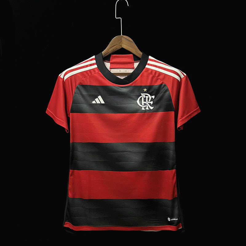 Camisa Oficial Adidas Cr Flamengo I 23/24 Feminina Vermelho e Preto - Lumman